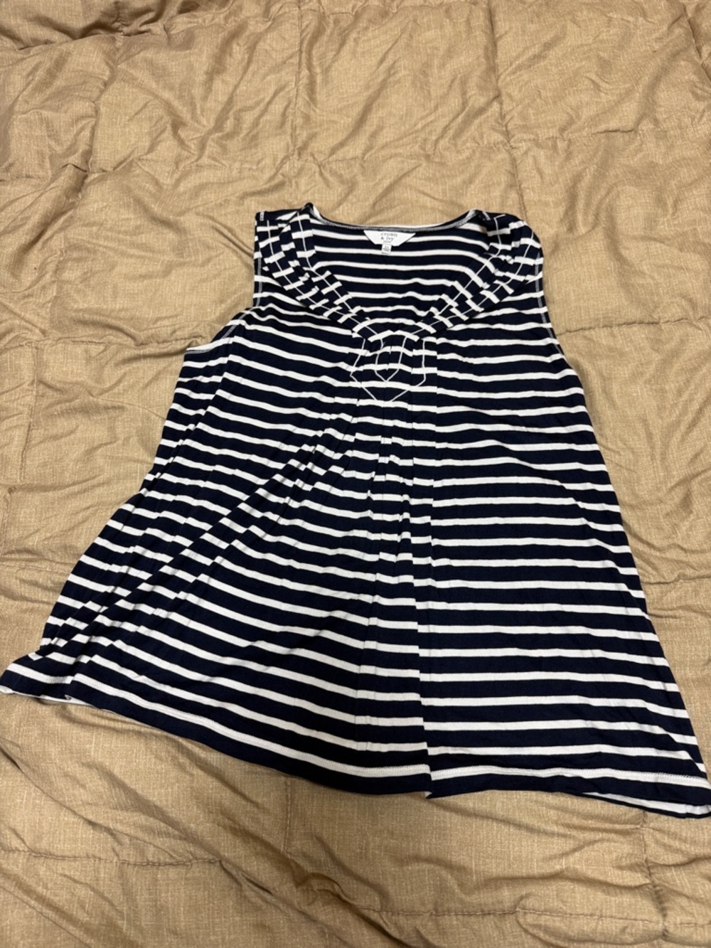 Women’s Petite Small crown & ivy Navy and White Striped Sleeveless Tank Flowy